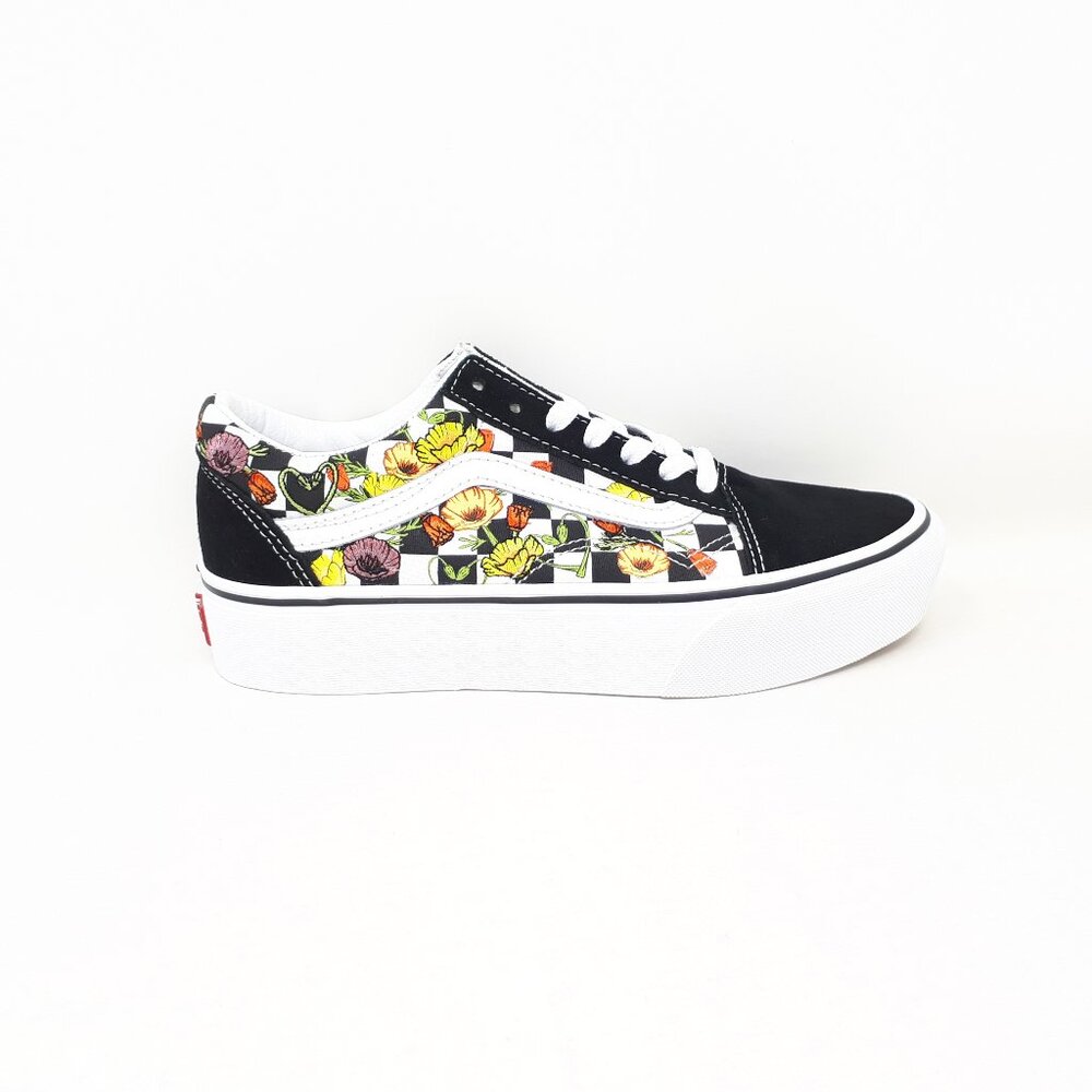 Vans Black Floral Platform Old Skool Sneakers